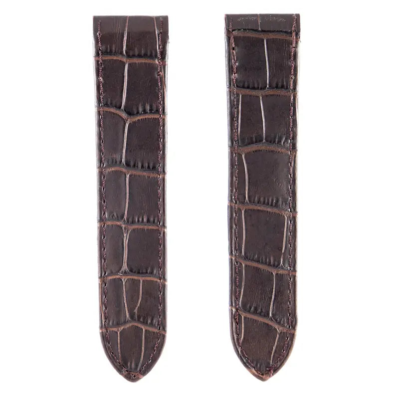 Front view - Custom Brown Alligator Strap for Cartier Santos 100 Large