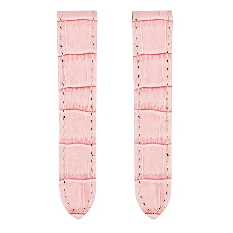 Front view - Custom Light Pink Alligator Strap for Cartier Santos 100 Midi
