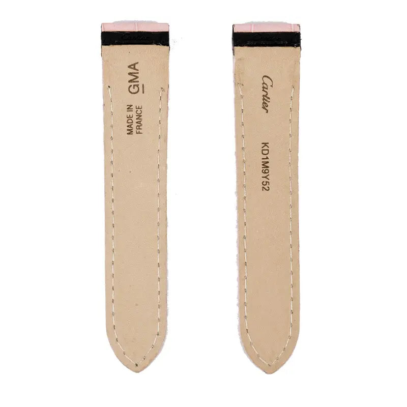 Back view - Custom Light Pink Alligator Strap for Cartier Santos 100 Midi