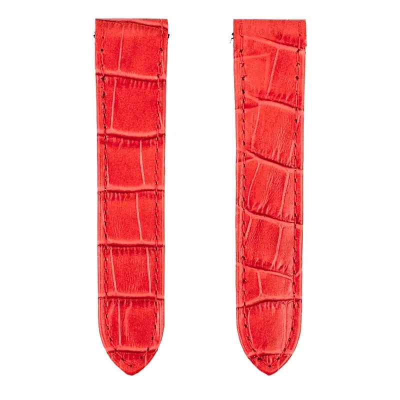 Front view - Custom Red Alligator Strap for Cartier Santos 100 Large