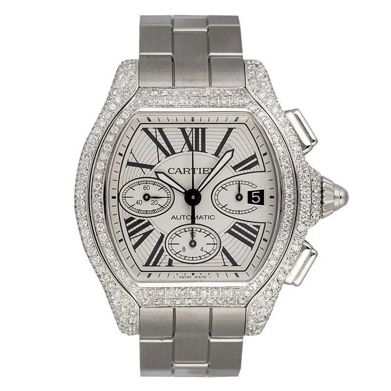 Full view of Cartier Roadster Chronograph XL Custom Diamond Set W62019X6