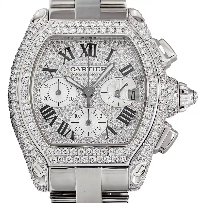 Cartier Roadster Chronograph XL Custom Diamond Watch W62019X6