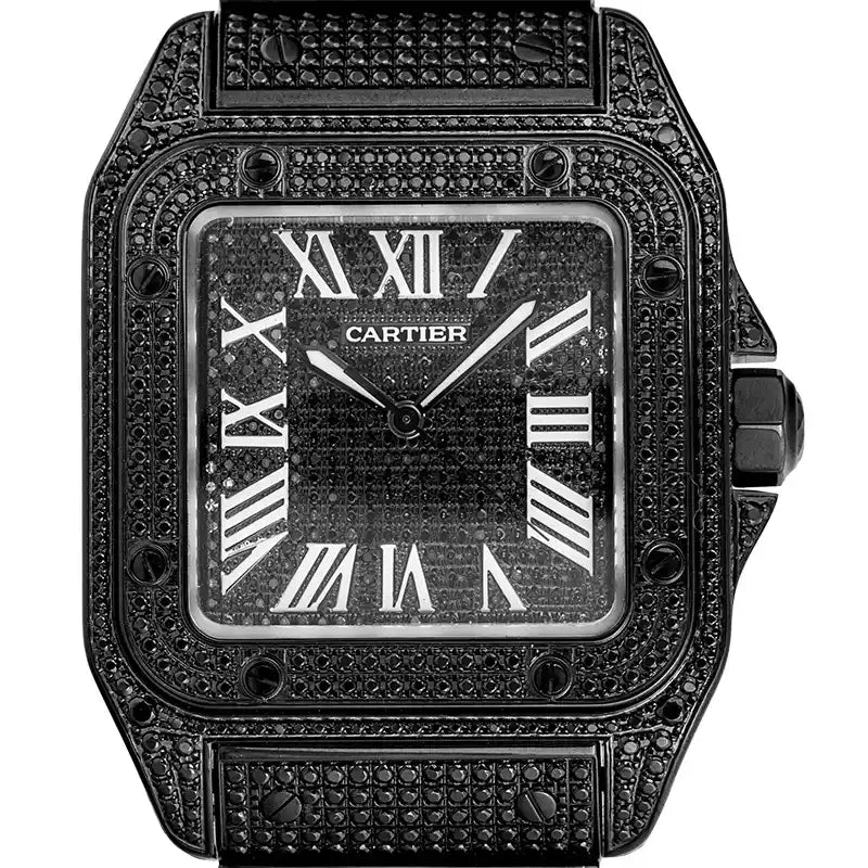 Cartier Santos 100 Large Black & White Roman Numerals Dial Steel 38mm W20073X8