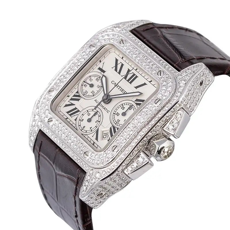 Side view of Cartier Santos 100 XL Chronograph W20090X8