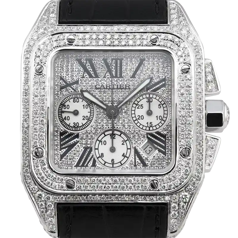 Cartier Santos 100 XL Chronograph Diamond Pavé Set W20090X8