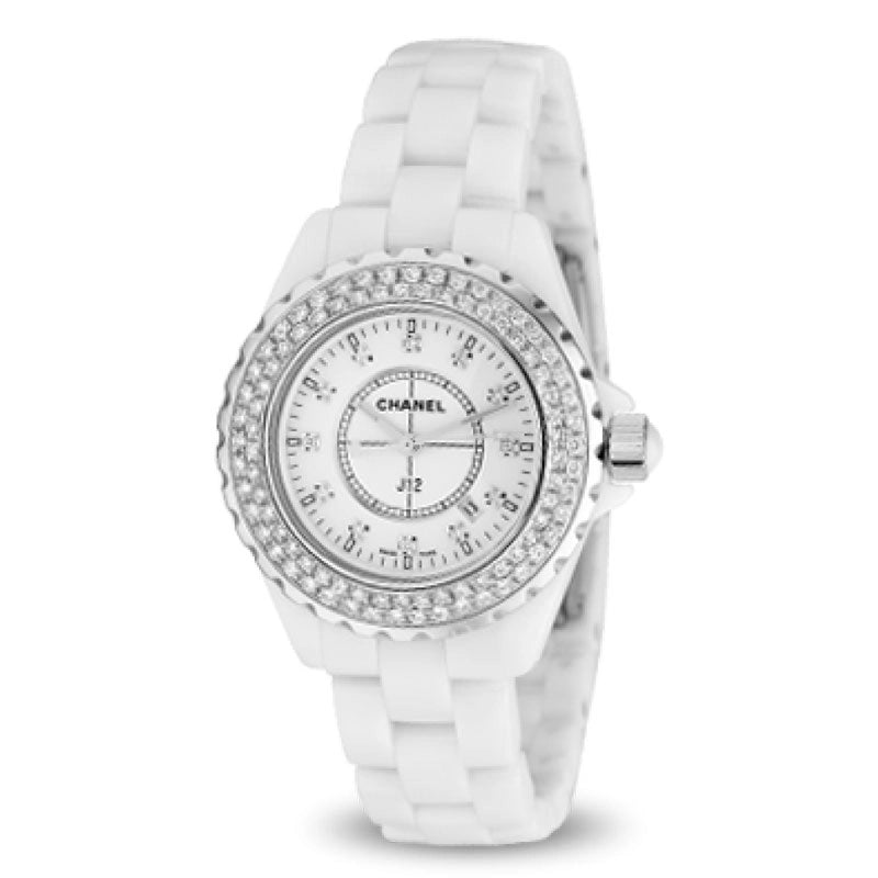 Chanel Watch J12 H1628 White Ceramic Quartz Diamond Hour Markers Chanel J12 Diamonds Ladies Watch H1628 3599590378844  main image 4