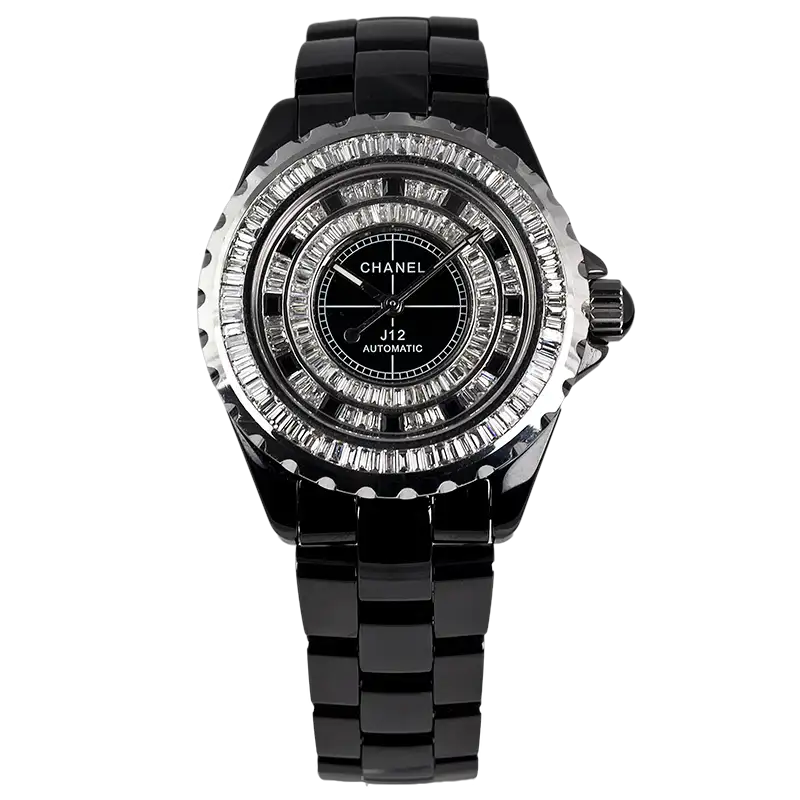 Full view - Chanel J12 in black ceramic 38mm H0685
