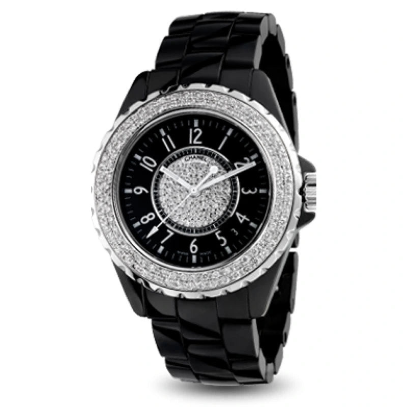 Full view of Chanel J12 38mm H0685 centre paved dial