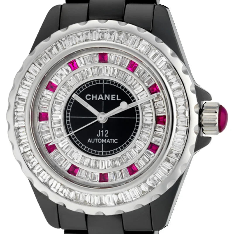 Chanel J12 38mm H0685 with a baguette diamond dial
