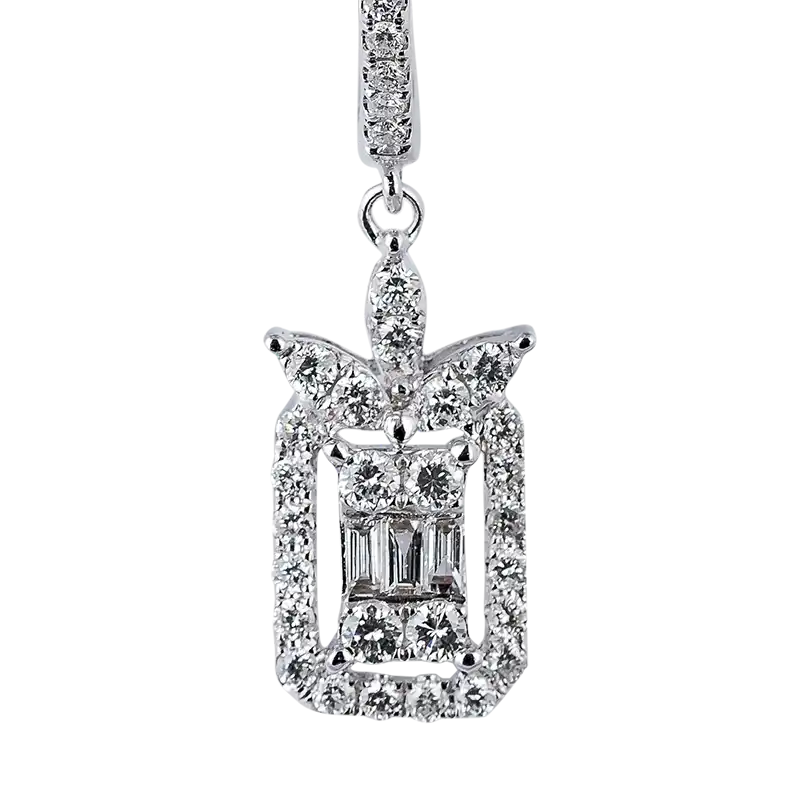 Close up - Custom 18ct White Gold Earrings with diamonds