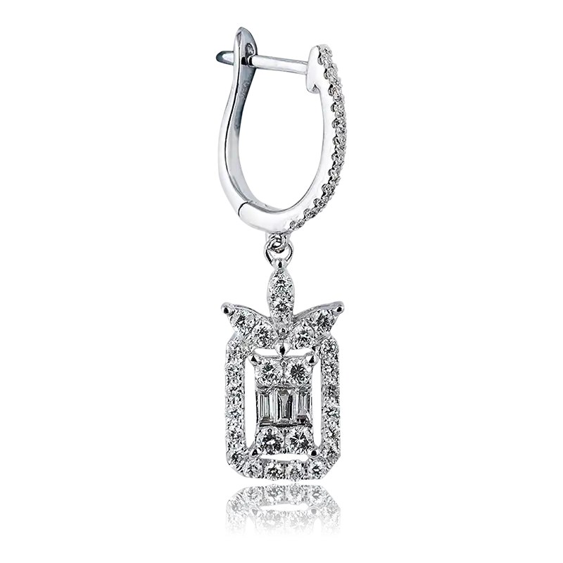 Full view - Custom 18ct White Gold Earrings with diamonds