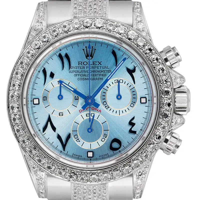 Custom Arabic Rolex Daytona SteelWhite Gold Diamond Set Oyster 116520