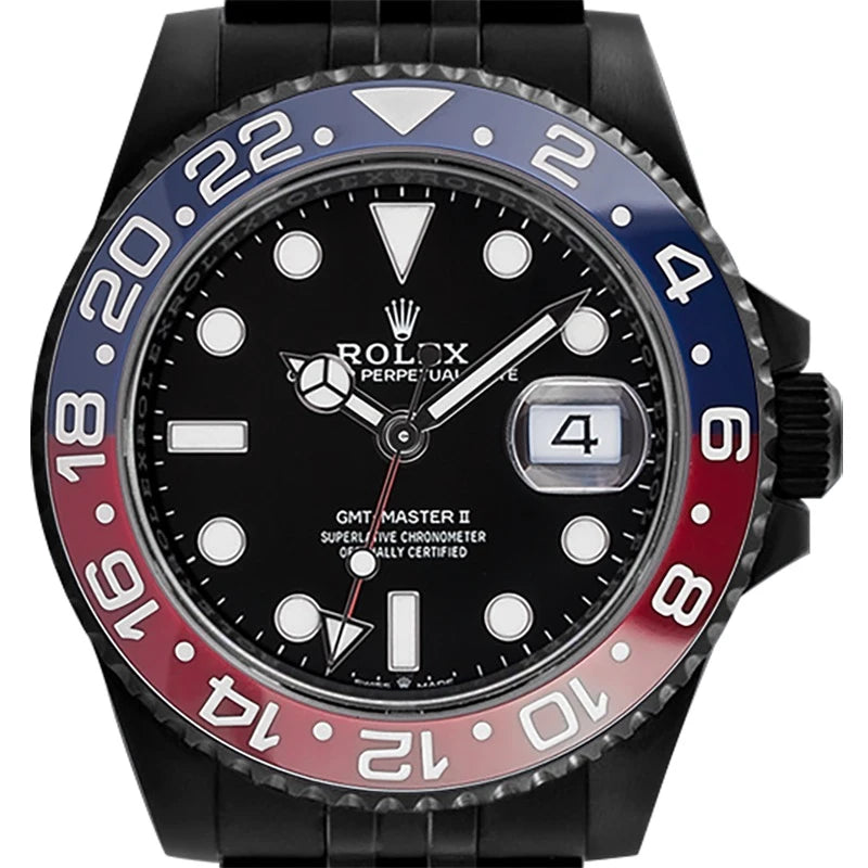 Custom Black PVD Rolex GMT-Master II Red Blue Pepsi Jubilee 126710BLRO