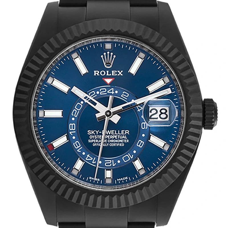 Custom Black PVD Rolex Sky-Dweller Steel Blue Dial 326934