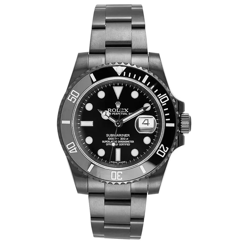Full view of Custom Black PVD Rolex Submariner Date Black Dial 116610LN