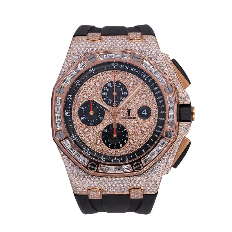 Full view - Custom Diamond Set AP Royal Oak Offshore 44mm Rose Gold Watch
