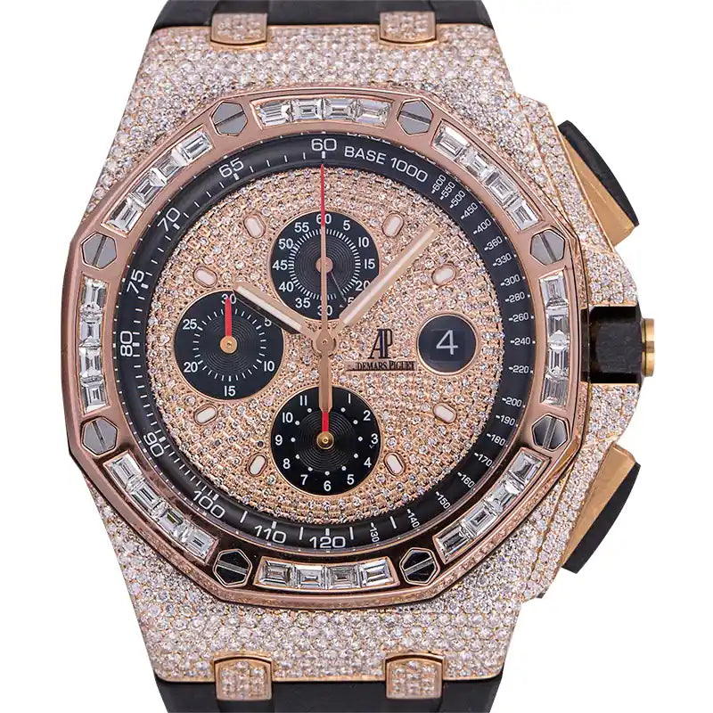 Custom Diamond Set AP Royal Oak Offshore 44mm Rose Gold Watch