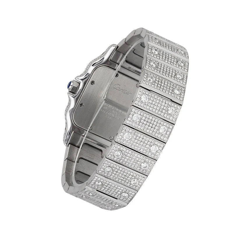 Back view of Cartier Santos VS1 diamonds on the bracelet of the watch W20011C4