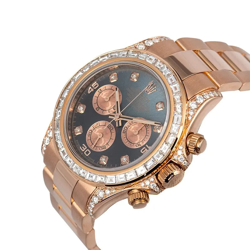 Side view - Custom Diamond Set Rolex Daytona 18ct Everose Gold