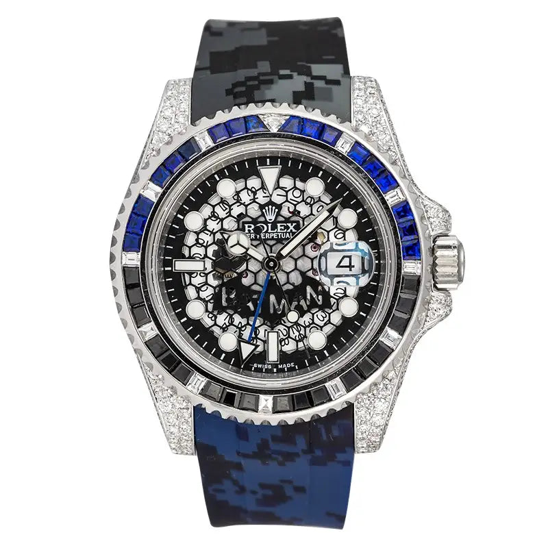 Full view - Custom Diamond Set Rolex GMT-master II 116710LN Batman Dial