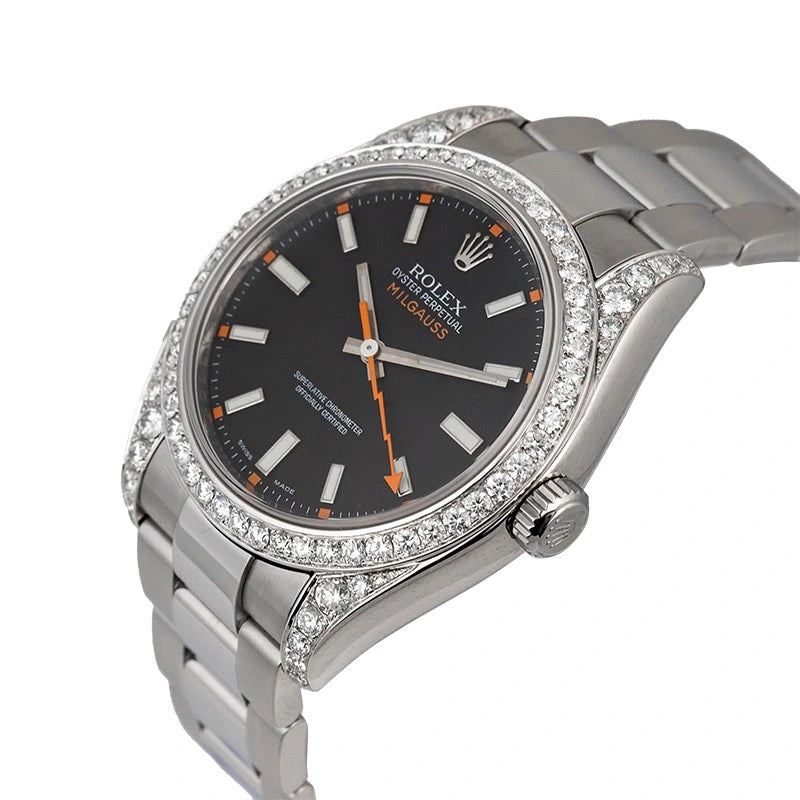 Side view of Rolex Milgauss Black Dial 116400 Watch