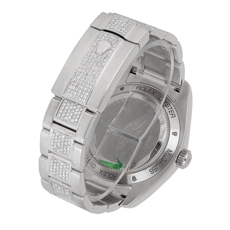 Back view - Custom Diamond Set Rolex Milgauss with Black Dial 116400