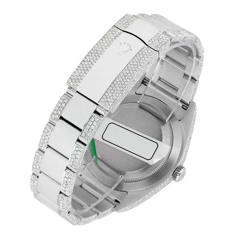 Back view - Custom Diamond Set Rolex Oyster Perpetual 39 Stainless Steel Red Grape 114300