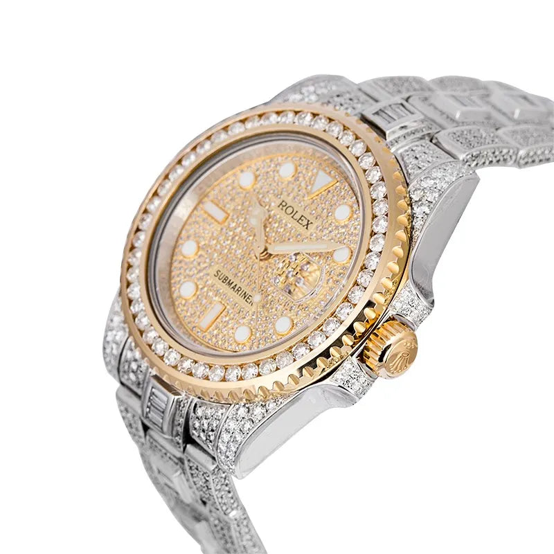 Side view - Custom Diamond Set Rolex Submariner Date 116613LN Watch