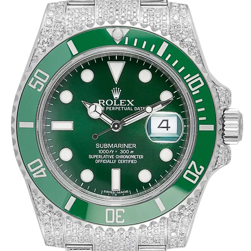 Custom Diamond Set Rolex Submariner Date Hulk Green Dial 116610LV Watch