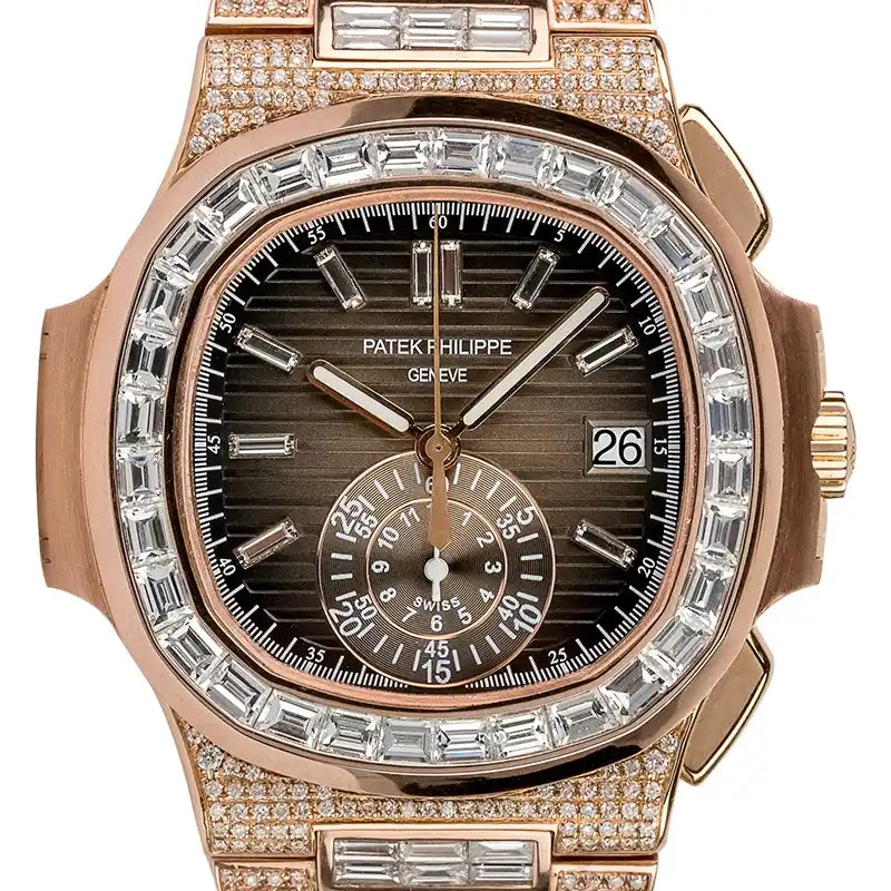 Custom Diamond Set Rose Gold Patek Philippe Nautilus 5980