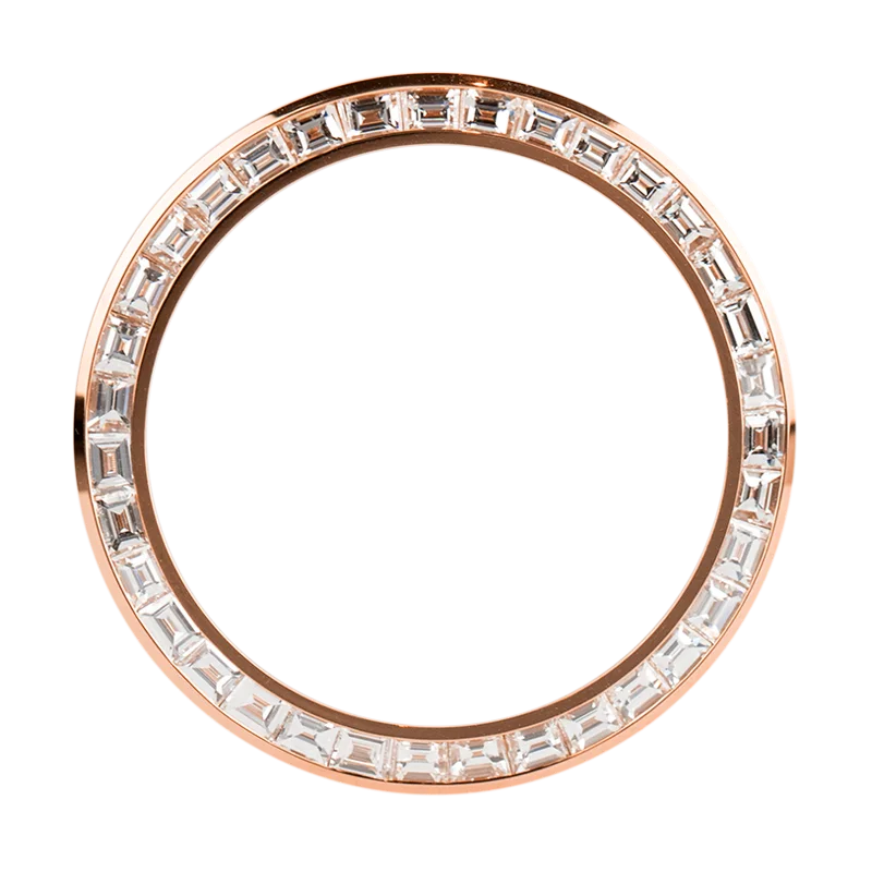 Custom Rose Gold Baguette-Cut Diamonds Bezel for Rolex Daytona