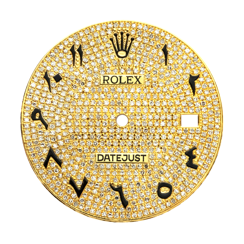 Custom Yellow Gold Diamond Paved dial for Rolex Datejust 41