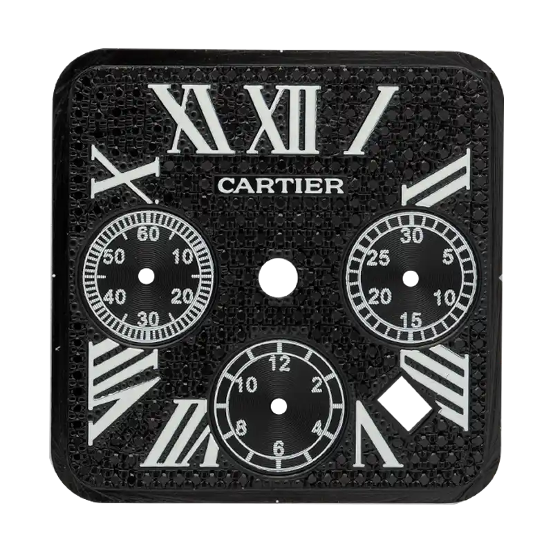 Custom Black Diamond Paved dial for Cartier Santos 100 XL
