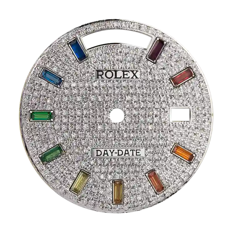 Custom Diamond Paved Rainbow Dial for Rolex Day-Date 36
