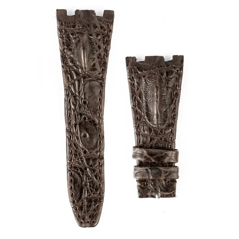 Custom dark brown hornback crocodile strap for AP Royal Oak Offshore