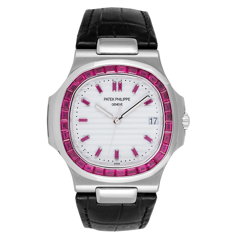 Full view of Patek Philippe 5711G White Gold Custom Red Ruby Set