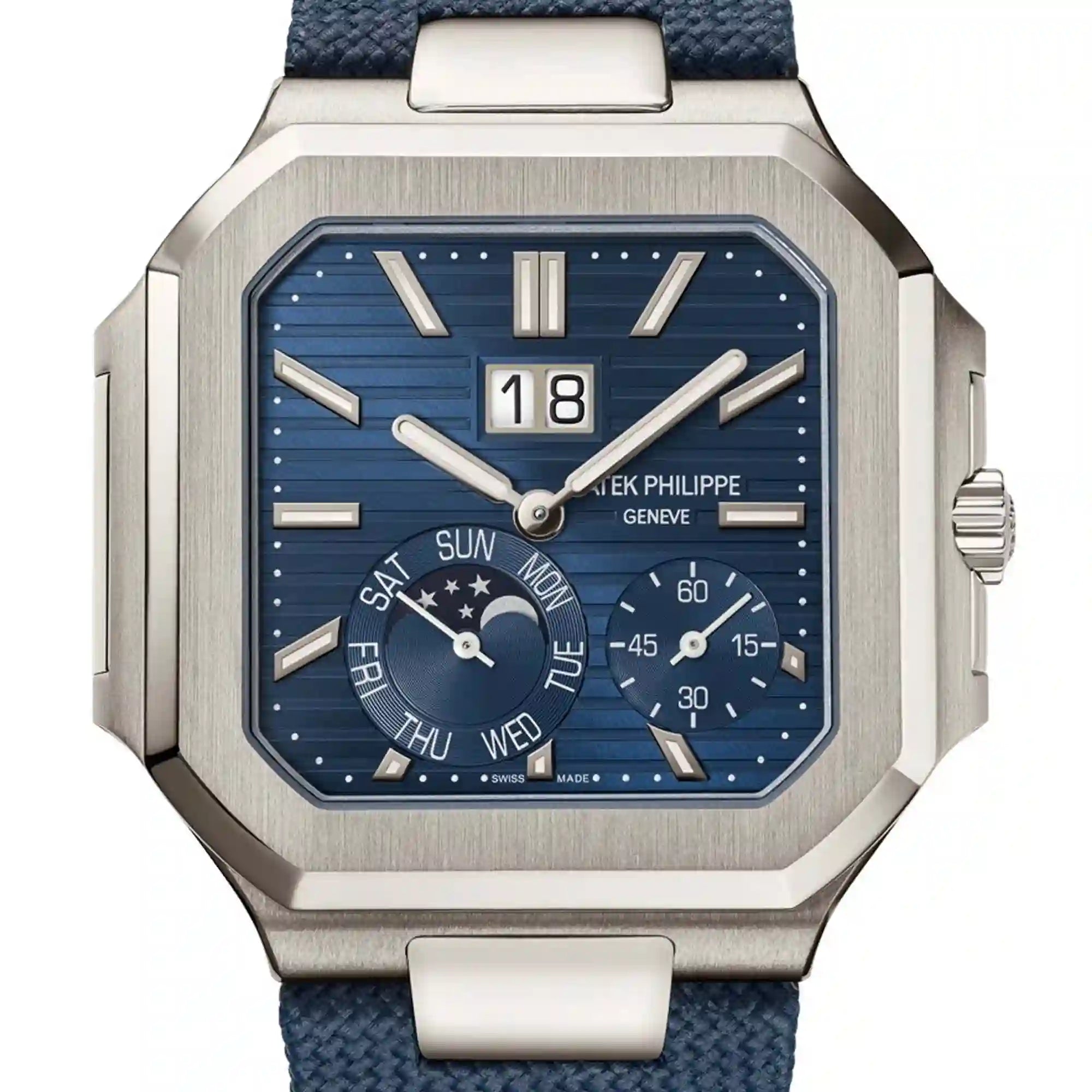 Close view - Patek Philippe Cubitus Platinum Blue Dial 5822P