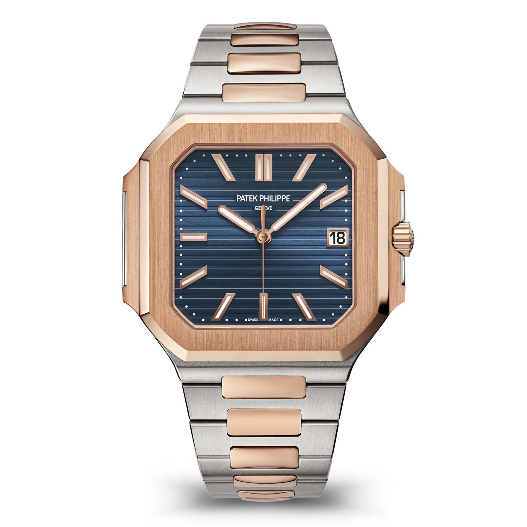 Full view - Patek Philippe Cubitus Steel Rose Gold Blue Dial 5821/1AR