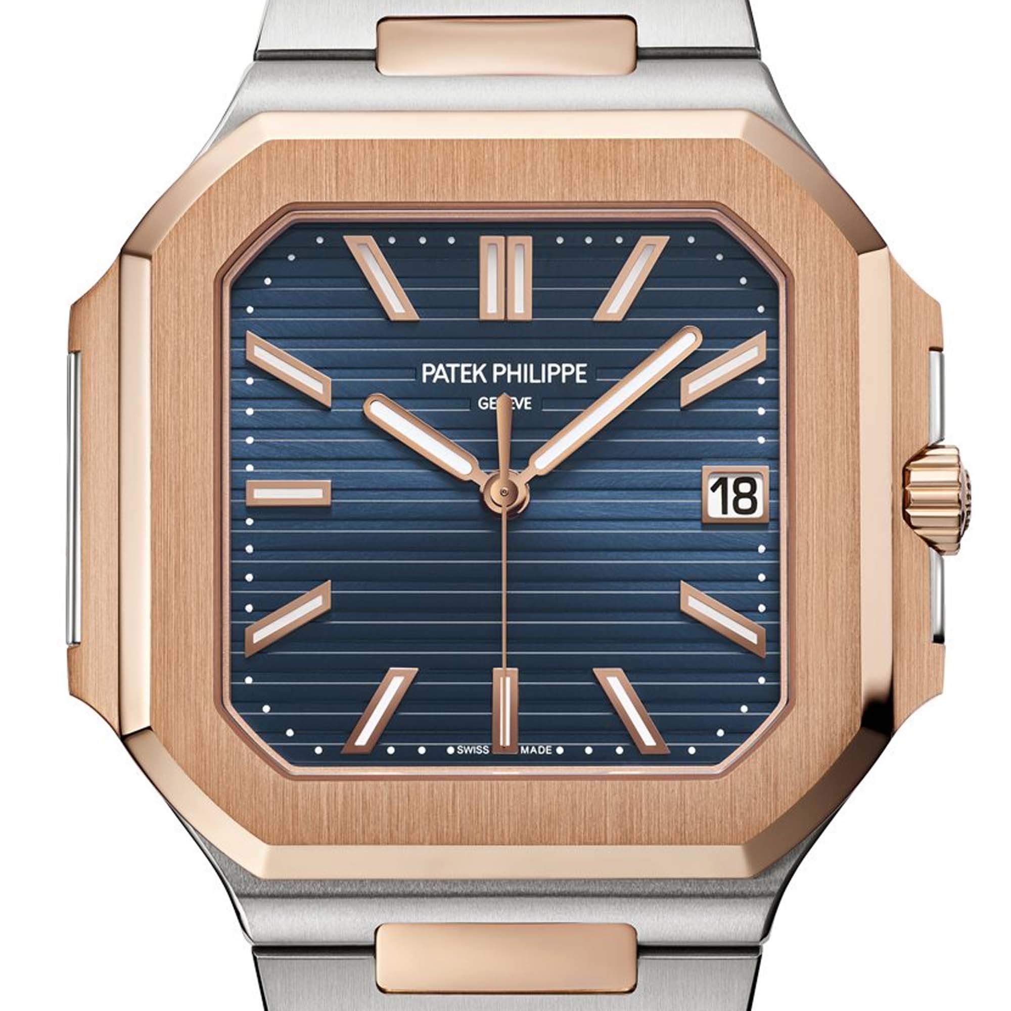 Close up - Patek Philippe Cubitus Steel Rose Gold Blue Dial 5821/1AR