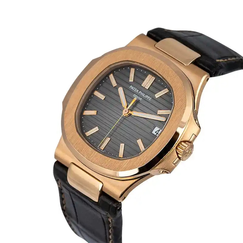 Side view - PP Nautilus 5711R Rose Gold on Leather Strap
