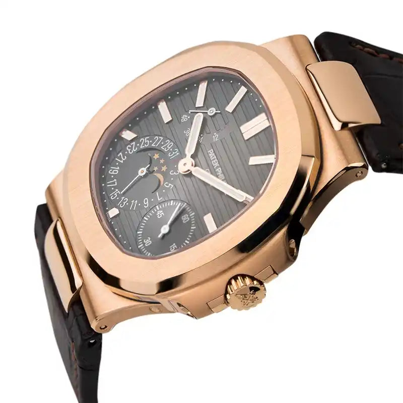 Side view - Patek Philippe Nautilus Rose Gold & Leather 5712R-001