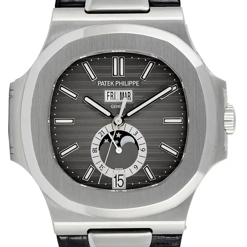 Close up - PP Nautilus Stainless Steel & Leather 5726A-001