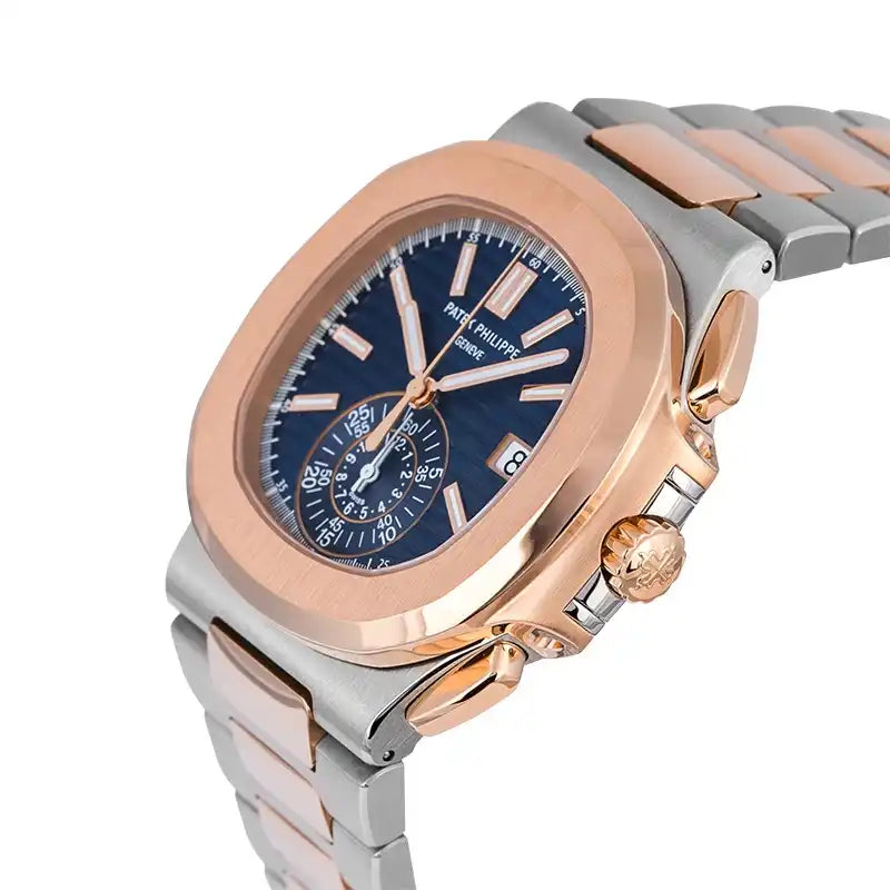 Side view - PP Nautilus 5980/1AR-001 Steel & Rose Gold Blue Dial