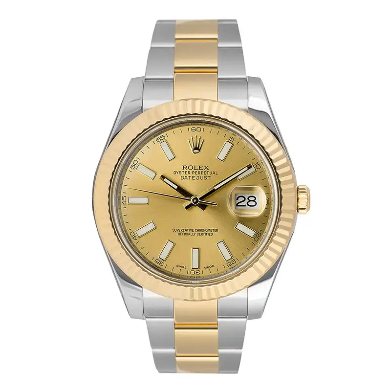 Full view - Pre-Owned Rolex Datejust Steel and Yellow Gold Champagne Dial