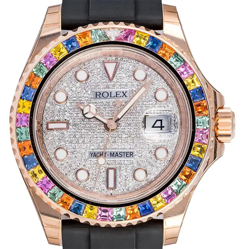 Rolex Yacht-Master 18ct Everose Gold 116655 With Custom Dial & Bezel