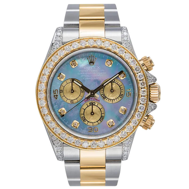 Full view of Rolex 116523 stainless steel with yellow gold