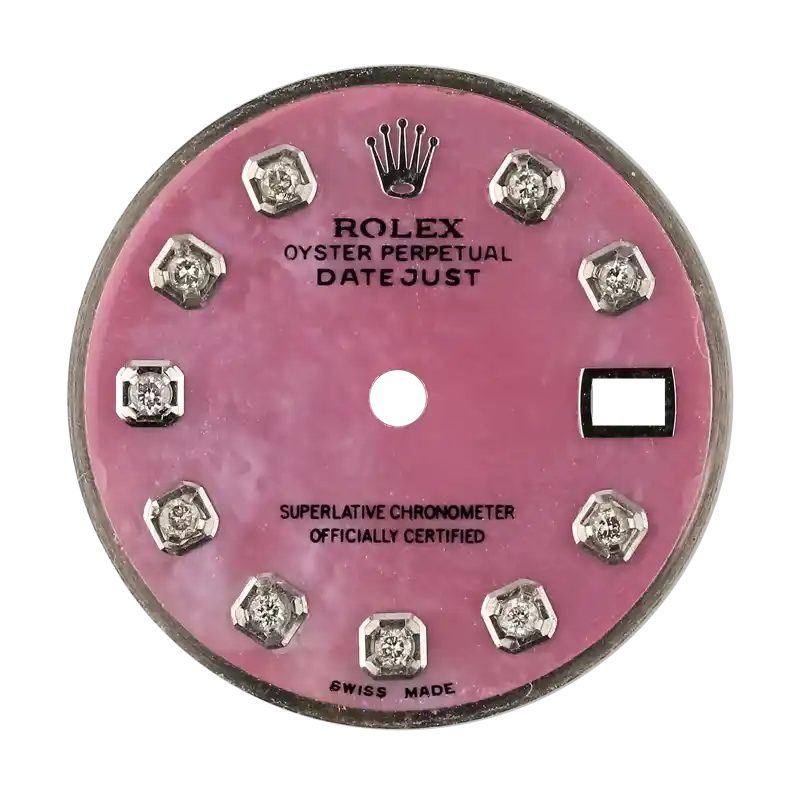 Rolex DateJust 26mm Pink Mother of Pearl/Diamond Hour Markers Custom Dial