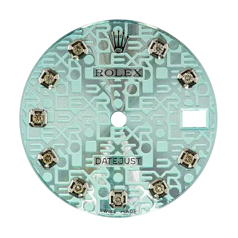 Rolex DateJust 31mm Aquamarine Pattern/Diamond Hour Markers Custom Dial