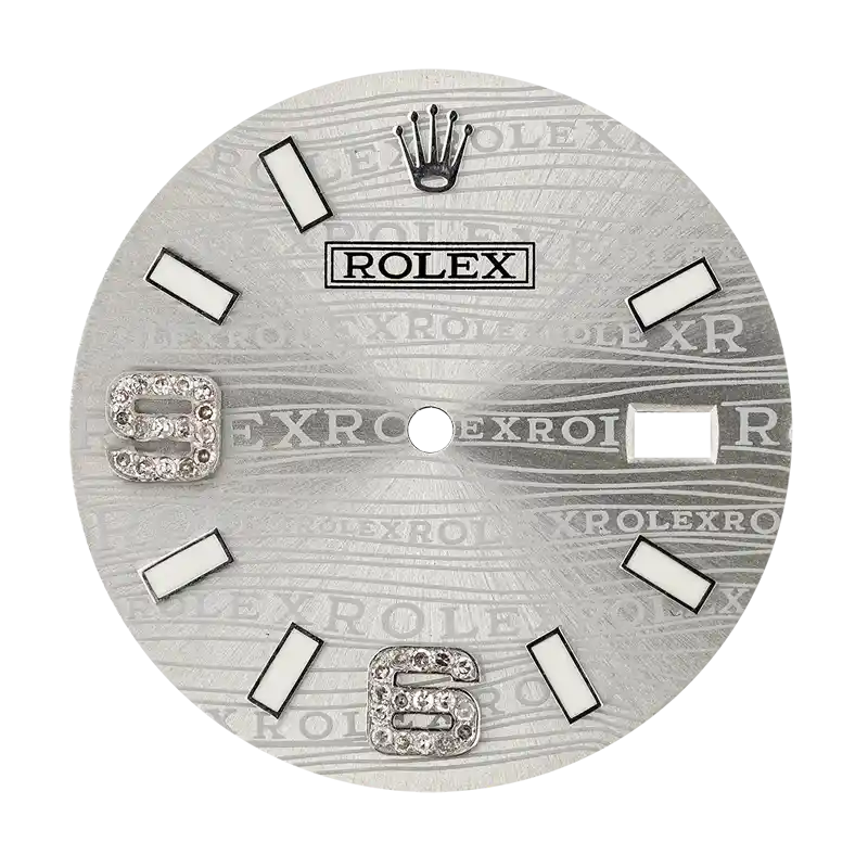 Rolex DateJust 36mm Silver Print Diamond Numerals Custom Dial