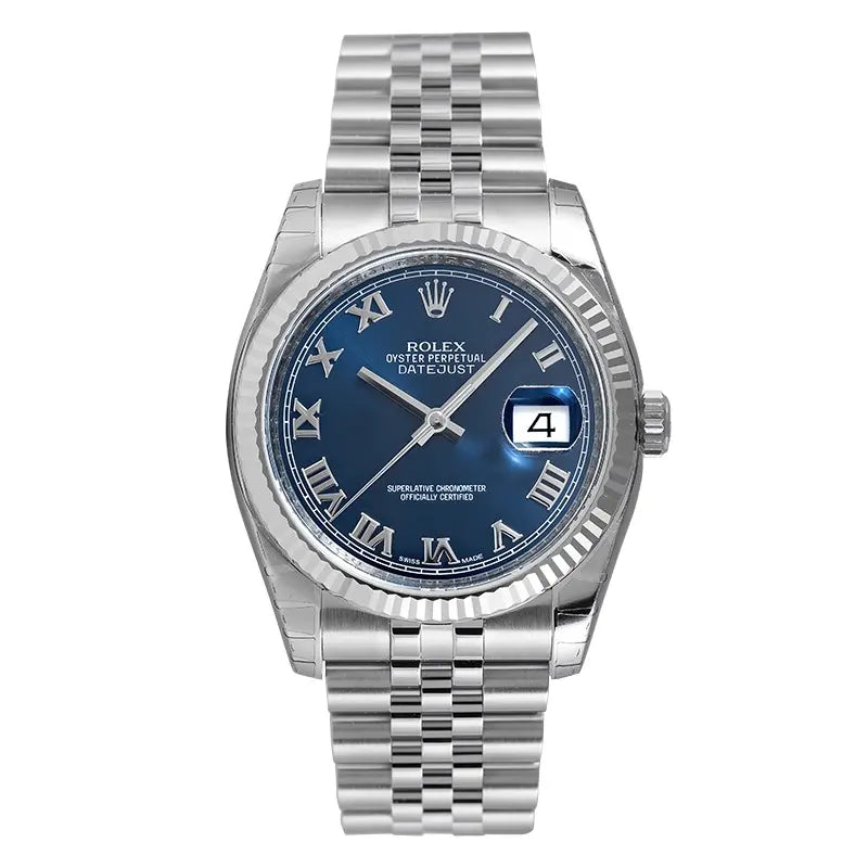 Full view of Datejust 11623 stainless steel with a fluted bezel